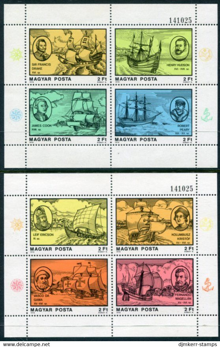 HUNGARY 1978 Explorers  Blocks MNH /**.  Michel Block 131A-132A - Unused Stamps