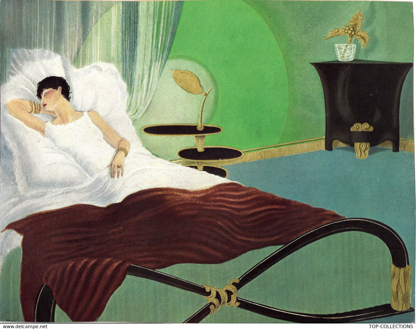 CIRCA 1920 1930 ART NOUVEAU ART DECO  GRAVURE MODE & MOBILIER EN COULEURS B.E.V.SCANS - Pubblicitari