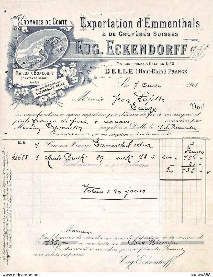 Delle - Exportation D'Emmenthals 1901 Litho Illustrée - 1900 – 1949