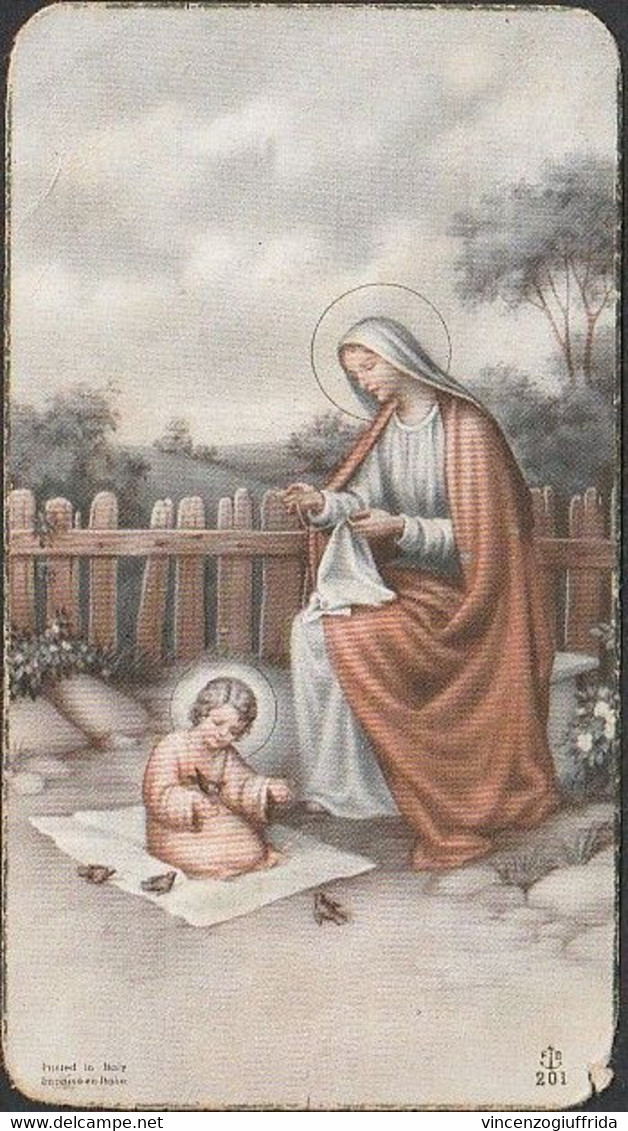 HOLY CARD -SANTINO I.M.I.F. Pace E Bene Inno A Maria Santissima Degli Angeli 1941 - Santons