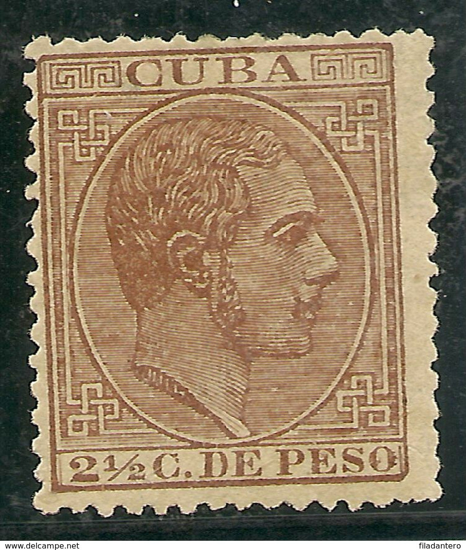 Cuba  Edifil 70A * Mh  2 1/2 Céntimos De Peso Sepia Oliva  Alfonso XII  1882  NL207 - Nuevos