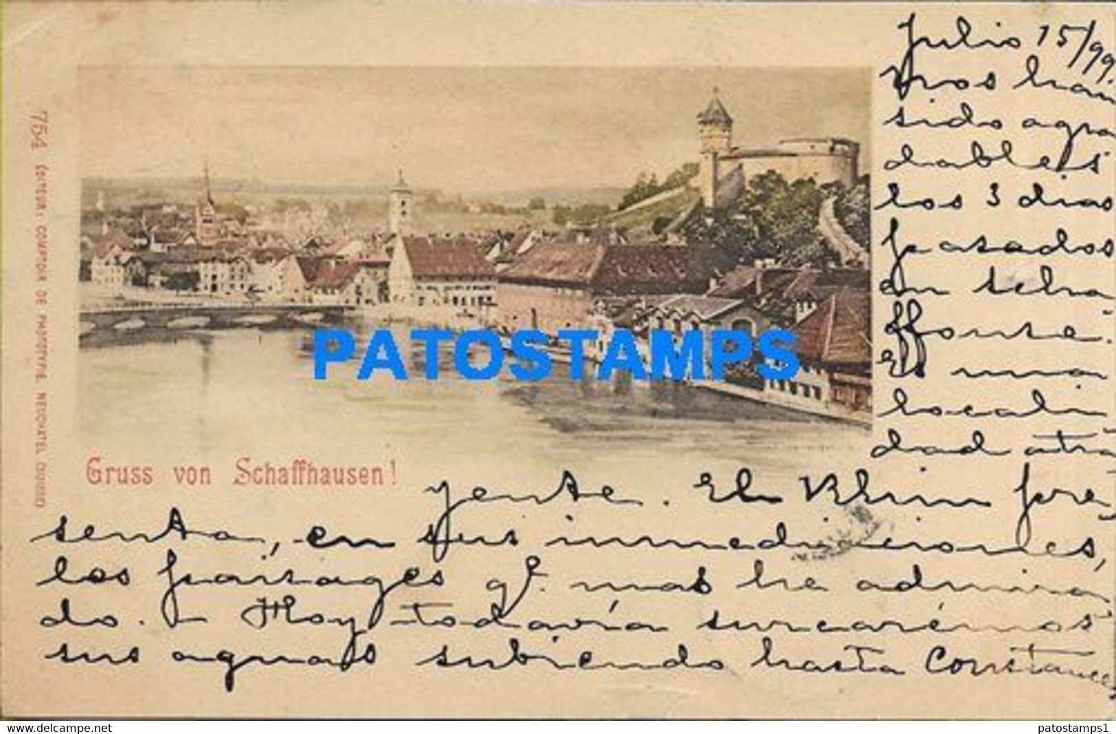 185362 SWITZERLAND SCHAFFHAUSEN VIEW PARTIAL TAXADA CIRCULATED TO GERMANY POSTAL POSTCARD - Hausen Am Albis 