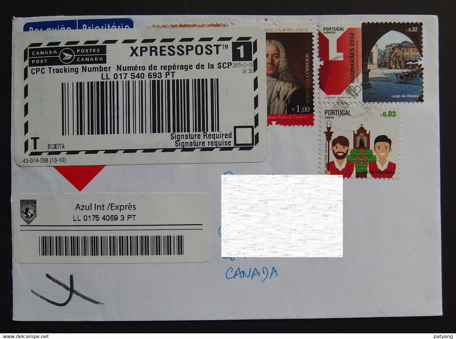 2015 Portugal To Canada R-cover - Cartas & Documentos