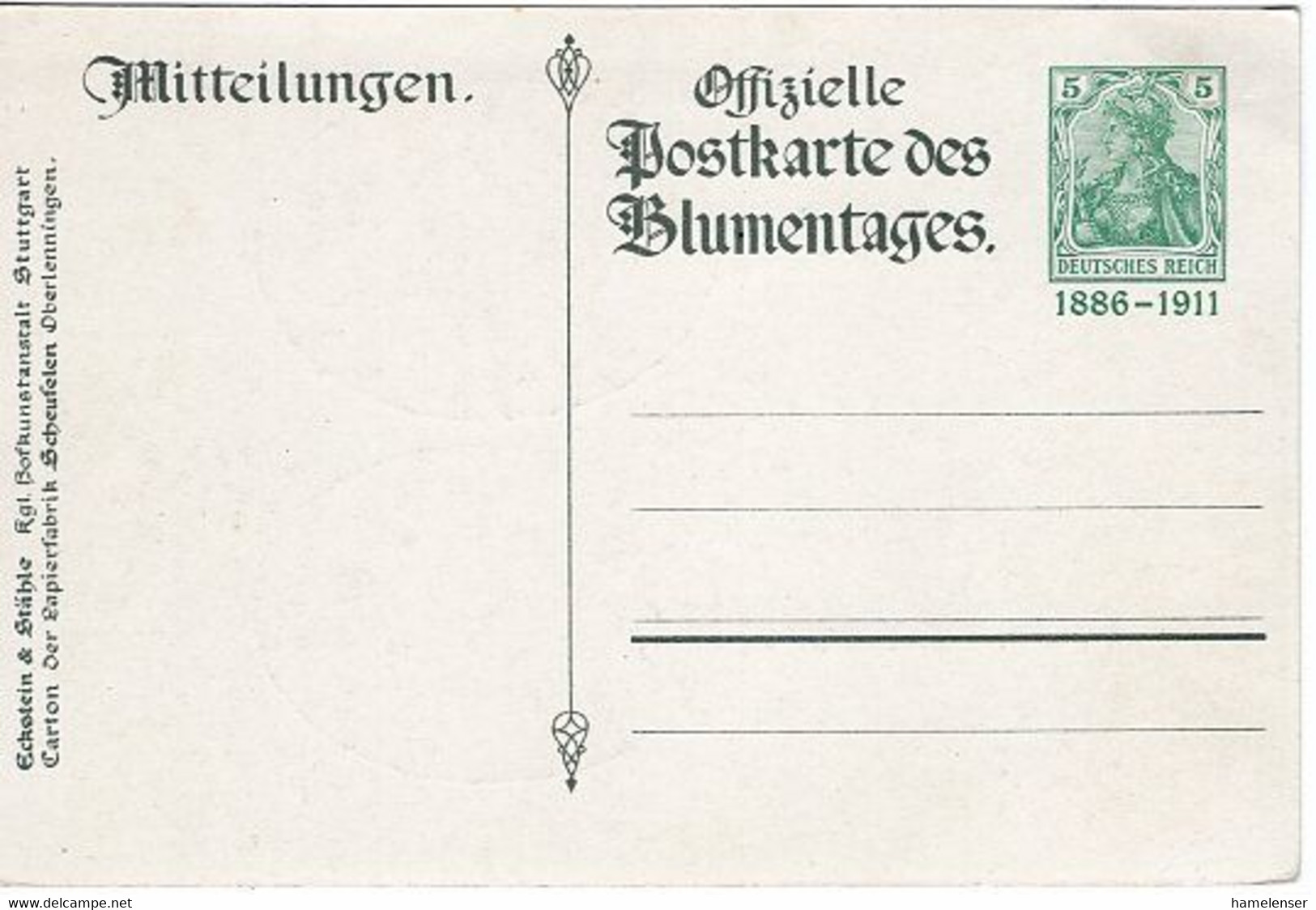 51968 - Deutsches Reich - 1911 - 5Pfg PrivatGAAnsKte "Silberhochzeit Wuerttembergisches Koenigspaar", Ungebr - Brieven En Documenten