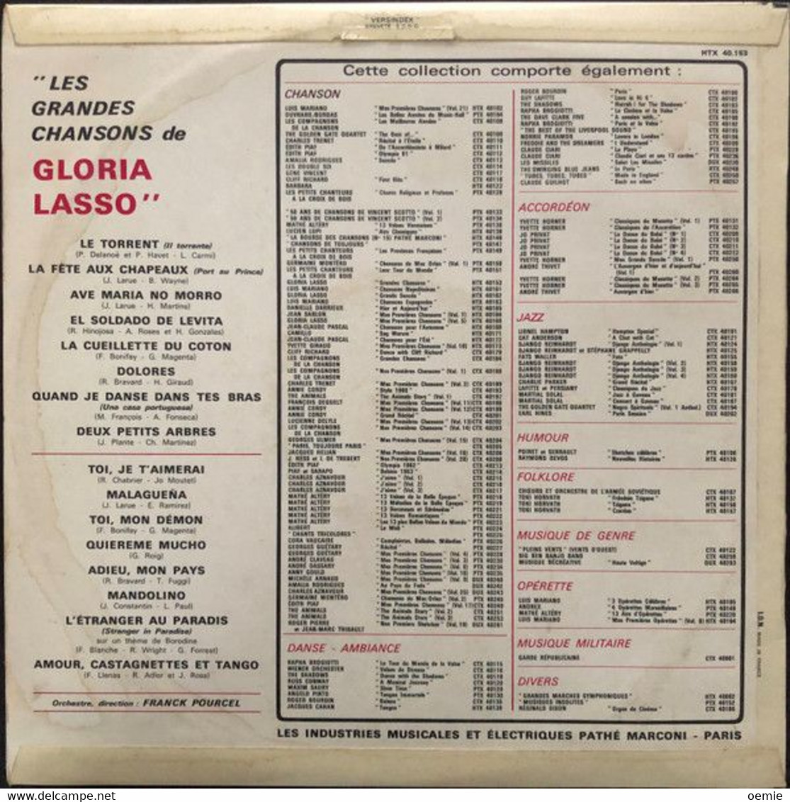 GLORIA  LASSO  °  LES GRANDES CHANSONS   PATHE MARCONI HTX 40153 - Otros - Canción Española