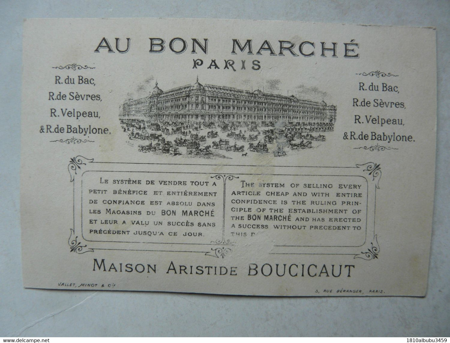 VIEUX PAPIERS - CHROMO : Au Bon Marché Paris - Scène Animée - Au Bon Marché