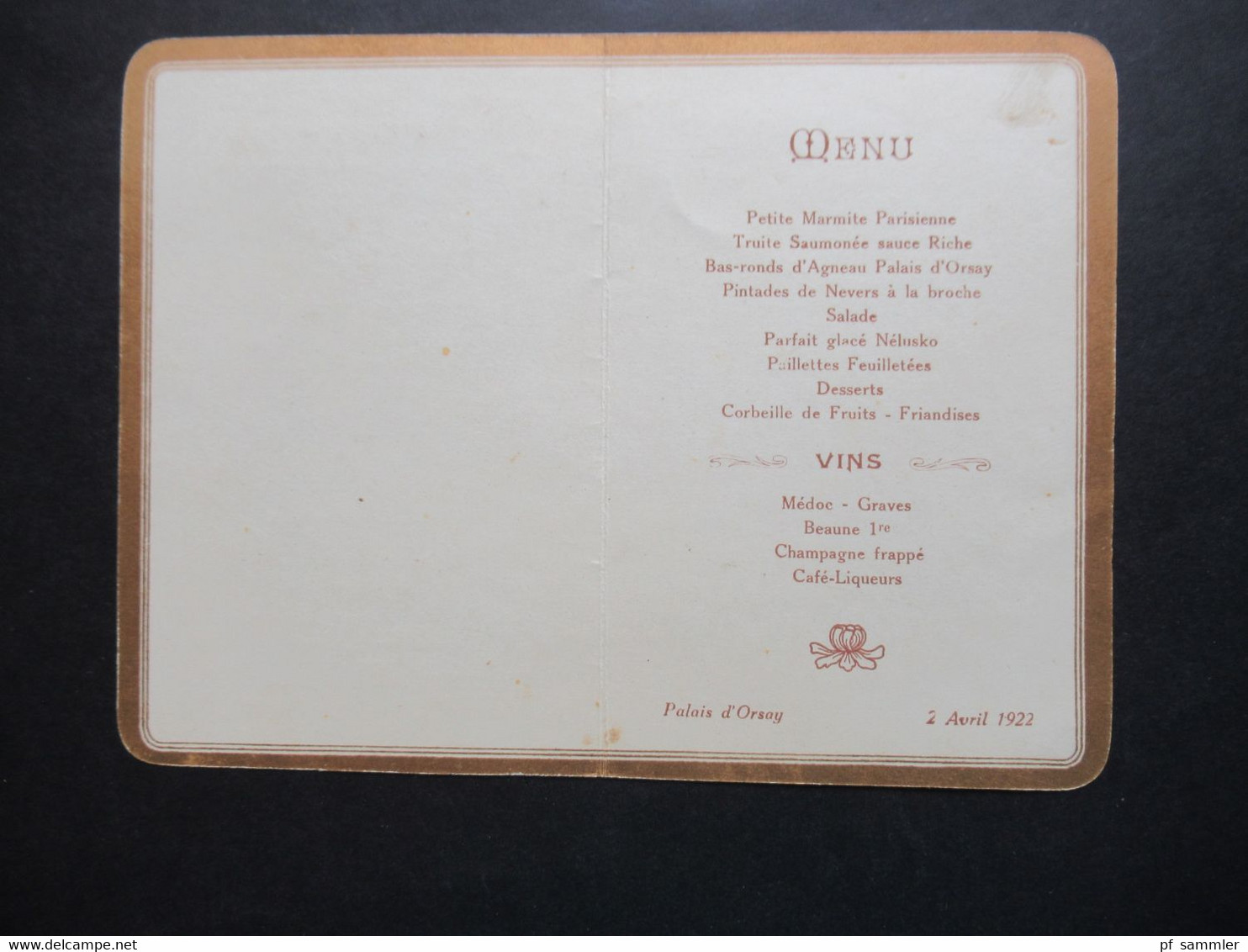 1922 Association De La Presse Economique Et Financiere Zum Banquet Sous La Presidence De M. Charles De Lasteyrie - Menu