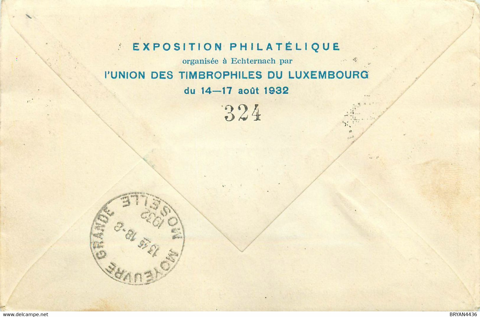 LETTRE RECOMMANDEE - ECHTERNACH - 17 AOÛT 1932 - Vers MOYEURE-GRANDE (BELGIQUE)- 1° TRANSPORT AERIEN LUXEMBOURG/BELGIQUE - Lettres & Documents