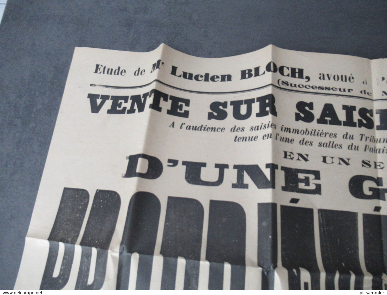 Frankreich 28.11.1935 Original Plakat Vente Immobiliere Propriete Rurale Domaine De Montaugland A Bethemont - Affiches