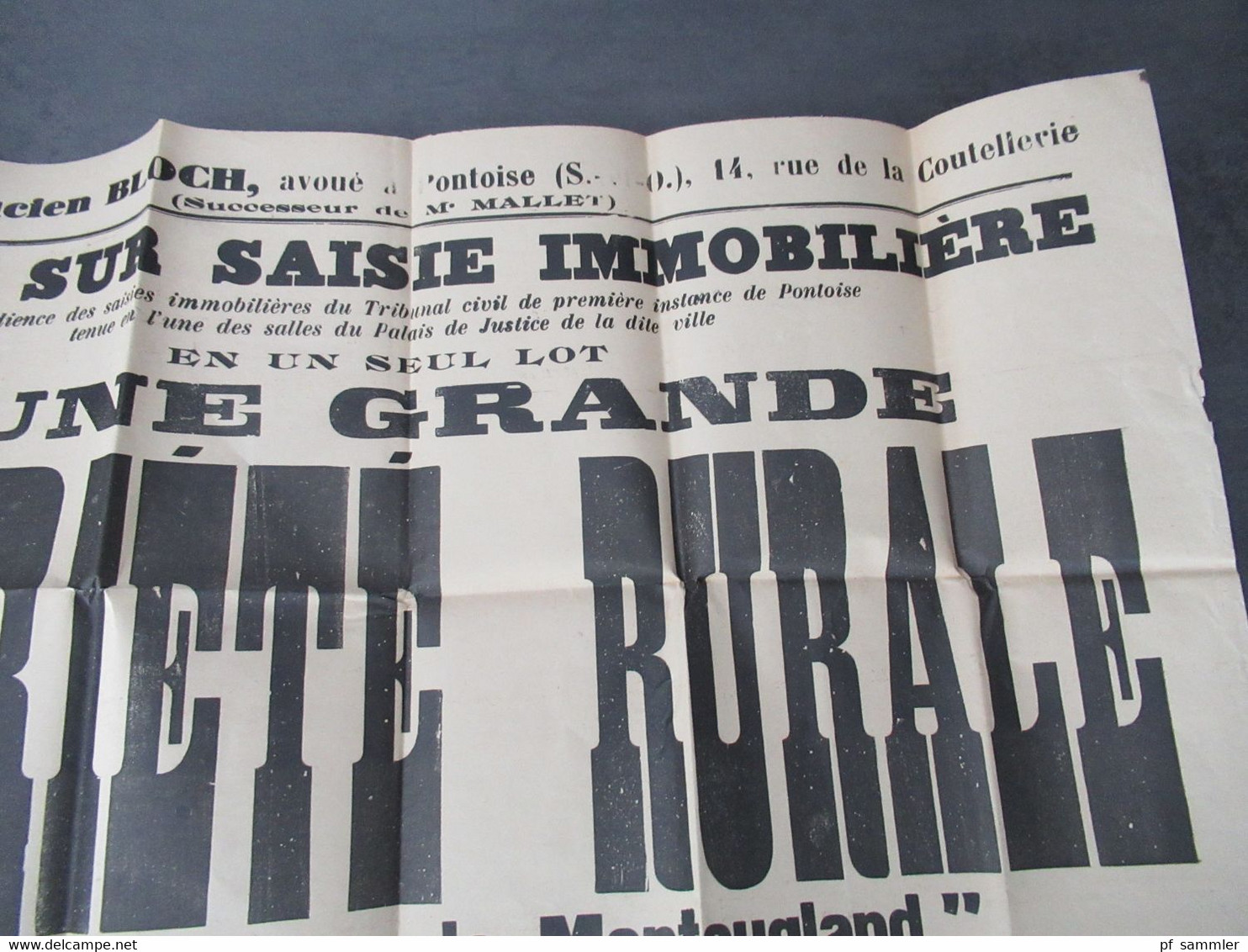 Frankreich 28.11.1935 Original Plakat Vente Immobiliere Propriete Rurale Domaine De Montaugland A Bethemont - Afiches