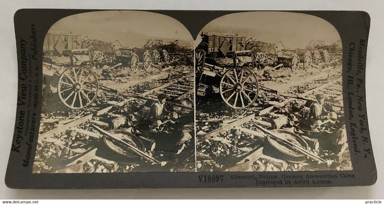 2020 Alincourt France German Ammunition Camp Destroyed By Allied Airmen Keystone Stereo Photo - Visionneuses Stéréoscopiques