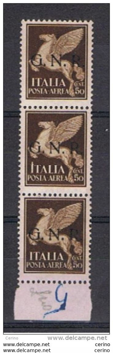 R.S.I.:  1944  P.A. ALLEGORIA  -  50 C. BRUNO  STRISCIA  3  N. -  SASS. 118 - Luftpost