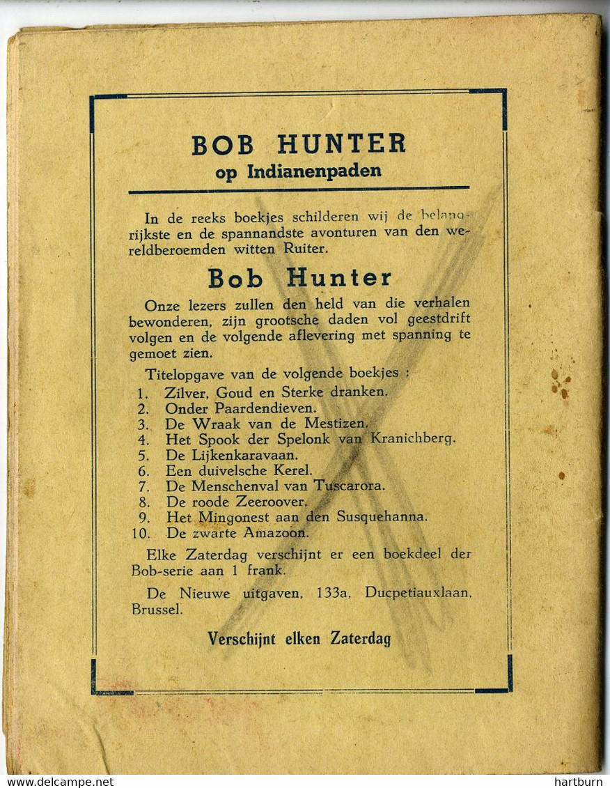 ♥️ Bob Hunter, Op Indianenpaden - Een Duivelskerel (18 X 14 Cm) (BAK-5,2) - Avventura