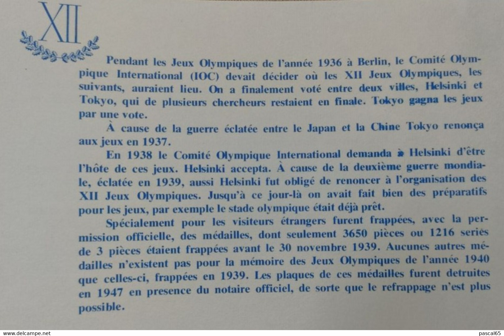 RARE, 3 Médailles 12 Jeux Olympiques Annulés Helsinki 1940 FINLANDE, 3 Medals XIIth Olympic Games Helsinki 1940 Finland - Apparel, Souvenirs & Other