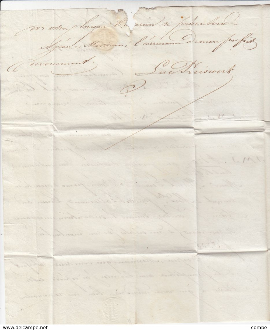 LETTRE. 25 FEVRIER 1828. SUISSE. BASEL. SUISSE PAR HUNINGUE. LUC PRESWERKE POUR LYON TAXE 20 - ...-1845 Préphilatélie