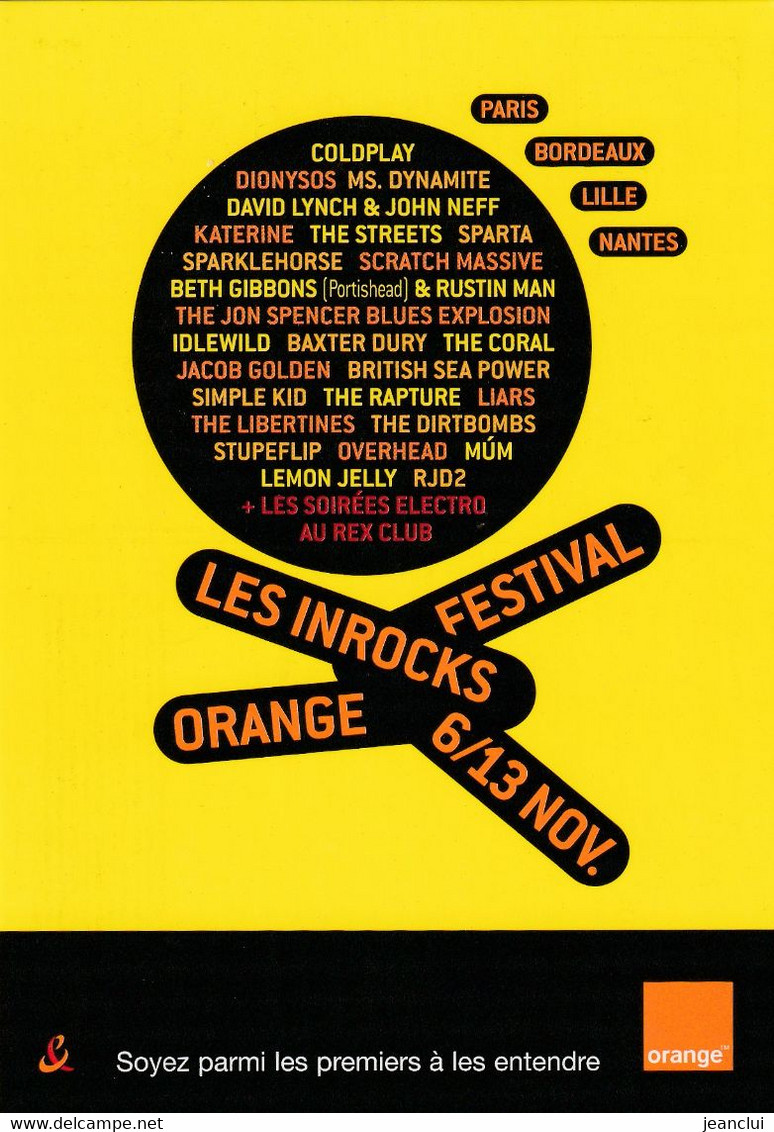 FESTIVAL " LES INROCKS " ORANGE 6 / 13 NOV 2002 . CARTE NON ECRITE - Manifestazioni