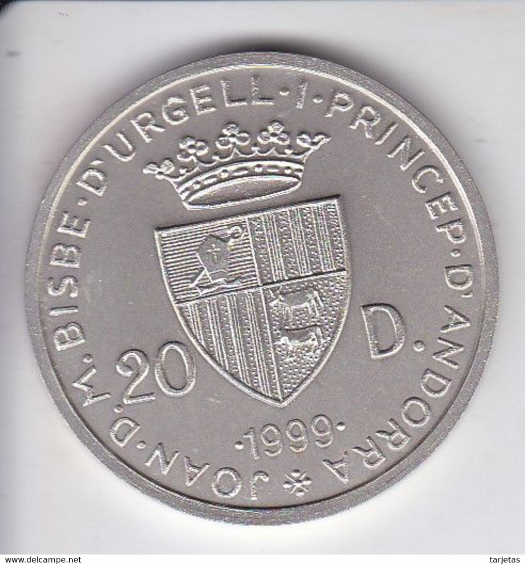 MONEDA DE PLATA Y ORO DE ANDORRA DE 20 DINERS XXVII JOCS OLIMPICOS 2000 MUY RARA (GOLD-SILVER-ARGENT) - Andorra