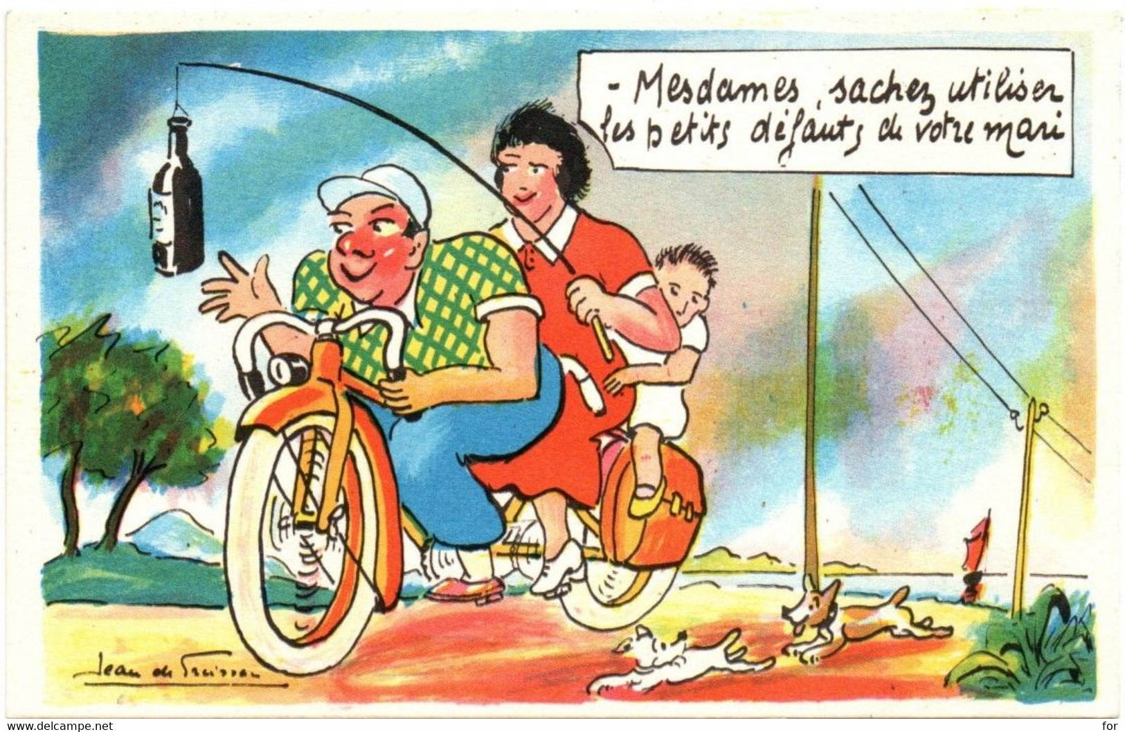 Illustrateur : Jean De PREISSAC : Humour : Mesdames, Sachez Utiliser Les Petits Défauts De... : Couple Sur Une Moto - Preissac