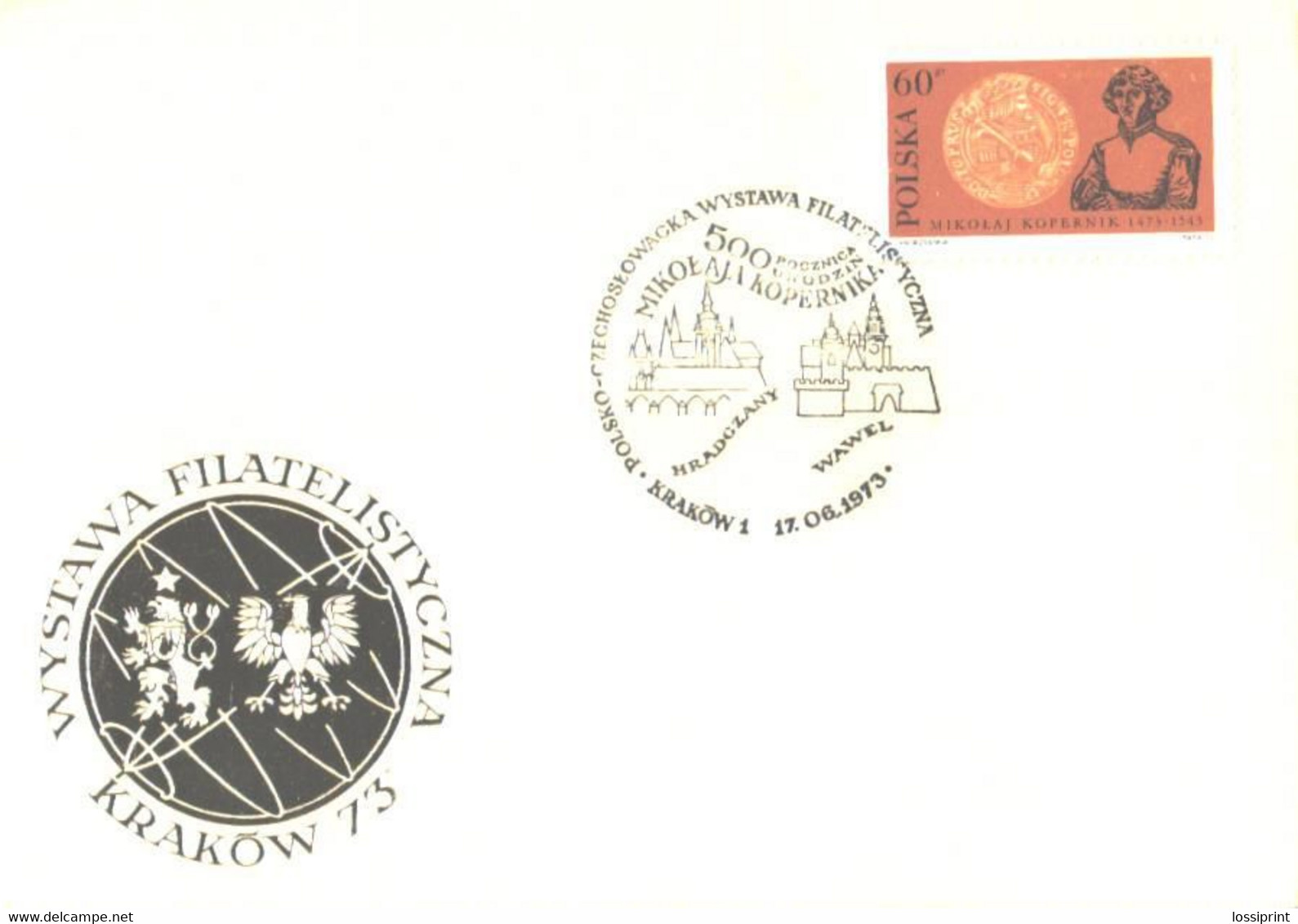 Poland:Maxi Card, Krakow Philathelic Exhibition 1973, M.Kopernik 500 Special Cancellation - Cartes Maximum