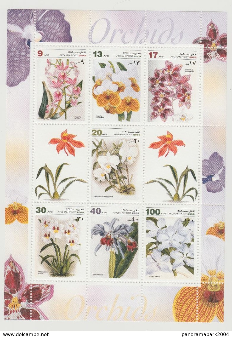 Afghanistan 2003 Mi. 1995 - 2001 Block Kleinbogen Minisheet Orchids Orchideen Orchidées Fleurs Blumen Flowers MNH** - Orchids