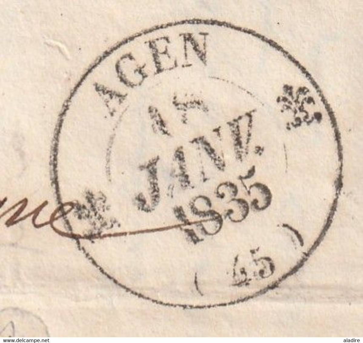 AGEN - Lot Et Garonne, Marcophilie - 3 Cachets à Date: 1834, 1835 Et 1839 - 2 Lettres Et 1 Enveloppe Pliées - 1801-1848: Vorläufer XIX