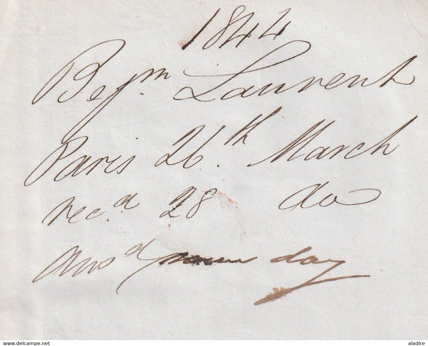 1844 - Lettre pliée avec correspondance en anglais de Paris vers Londres London  - cad arrivée - taxe 10