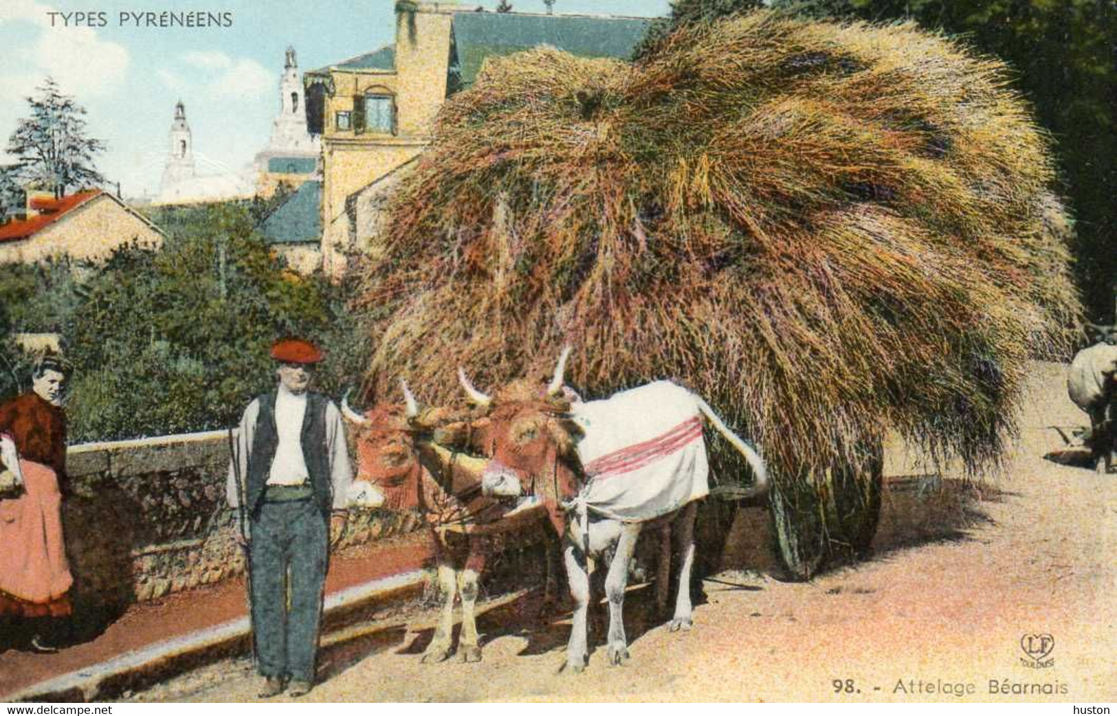 Attelage Béarnais - Boeufs Tirant Une Charrette De Foin - Attelages