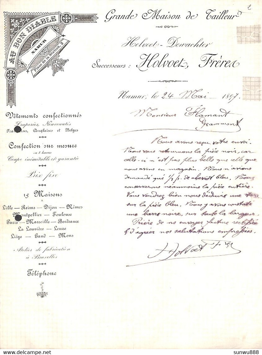 Namur 1897- Tailleur Au Bon Diable Holvoet Litho - 1800 – 1899