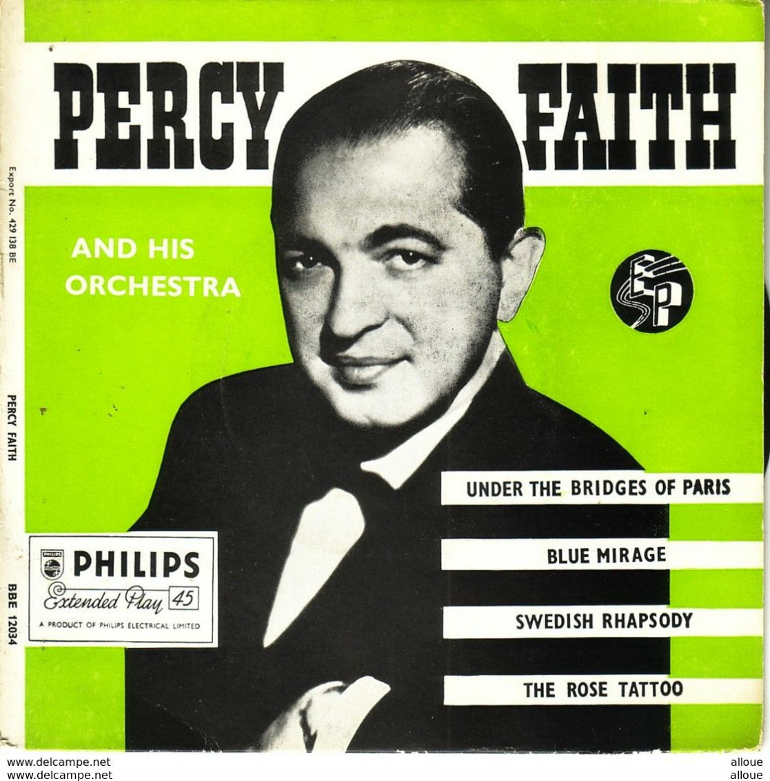 PERCY FAITH AND HIS PRCHESTRA UK EP  - UNDER THE BRIDGES OF PARIS  + 3 - Jazz