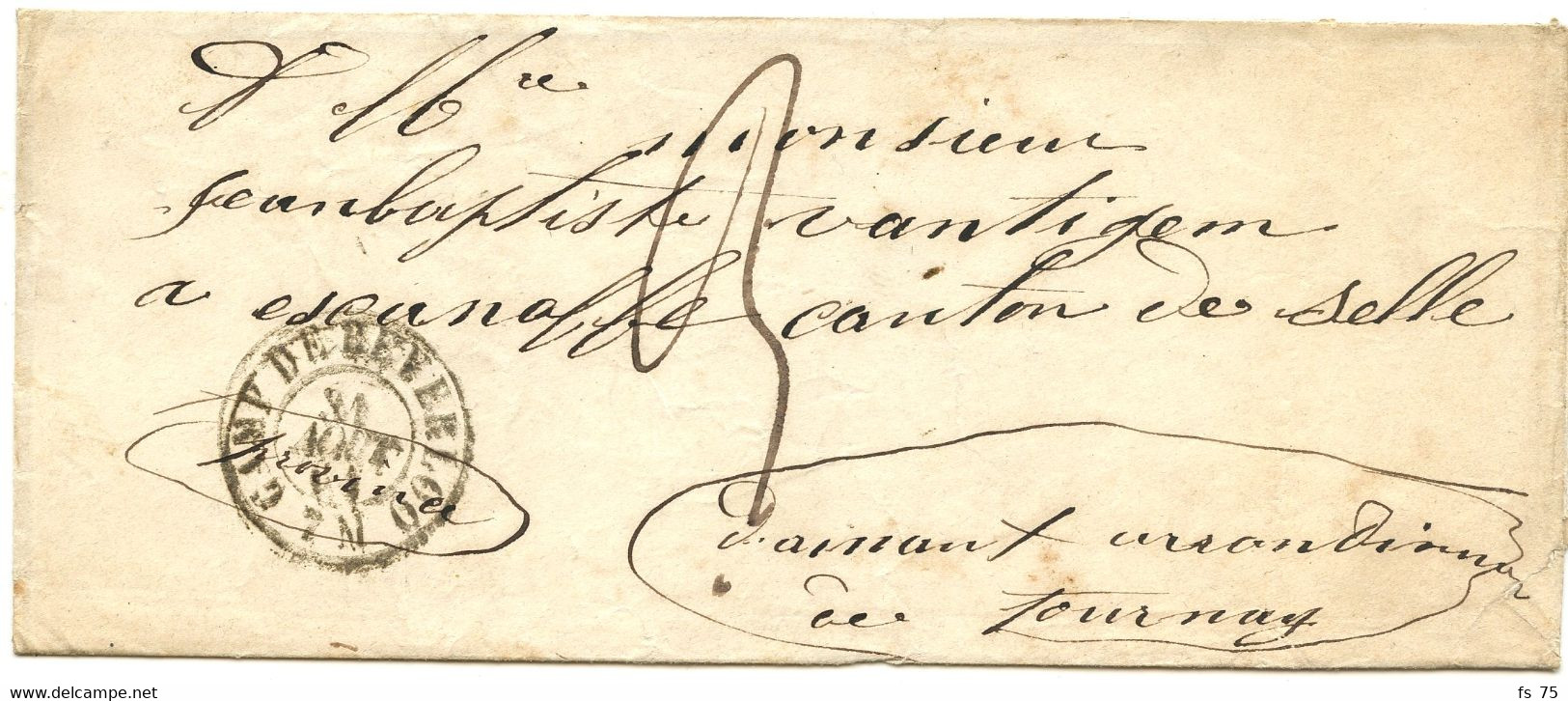 BELGIQUE - ENVELOPPE (DEFAUTS AU VERSO) CAMP DE BERVERLOO , 1864 - Other & Unclassified