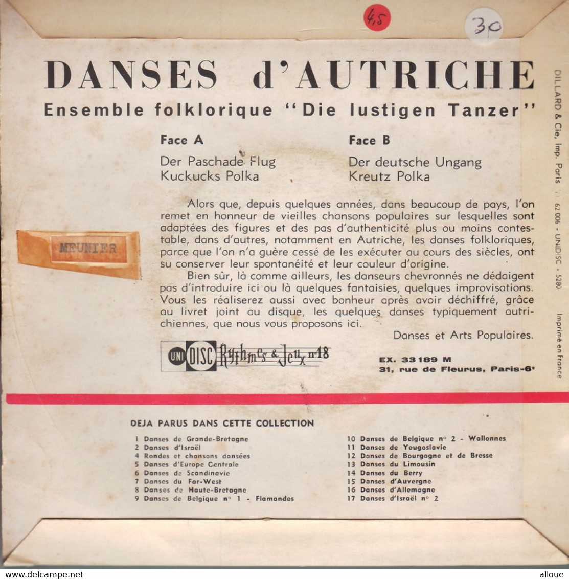 DANSES D'AUTRICHE -  FR EP - DER PASCHADE FLUG + 3 - Musiques Du Monde