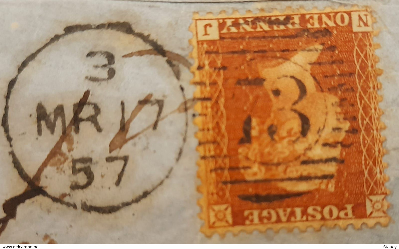 INDIA 1857 COVER Franked With GREAT BRITAIN GB QV ONE PENNY RED Stamp MADRAS To LONDON Redirected To KINGSTON  Ex.Rare - Brieven En Documenten