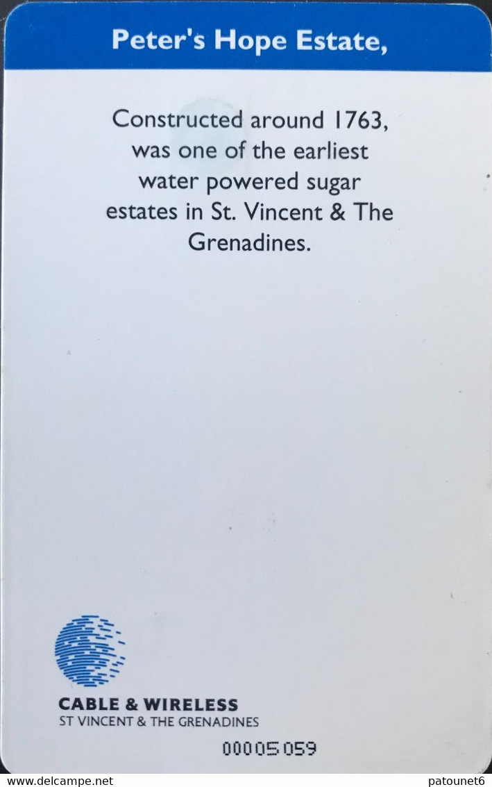 St Vincent & The Grenadines  -  Phonecard  - 1763, Water Powered Suger  -   EC $ 10 - Saint-Vincent-et-les-Grenadines