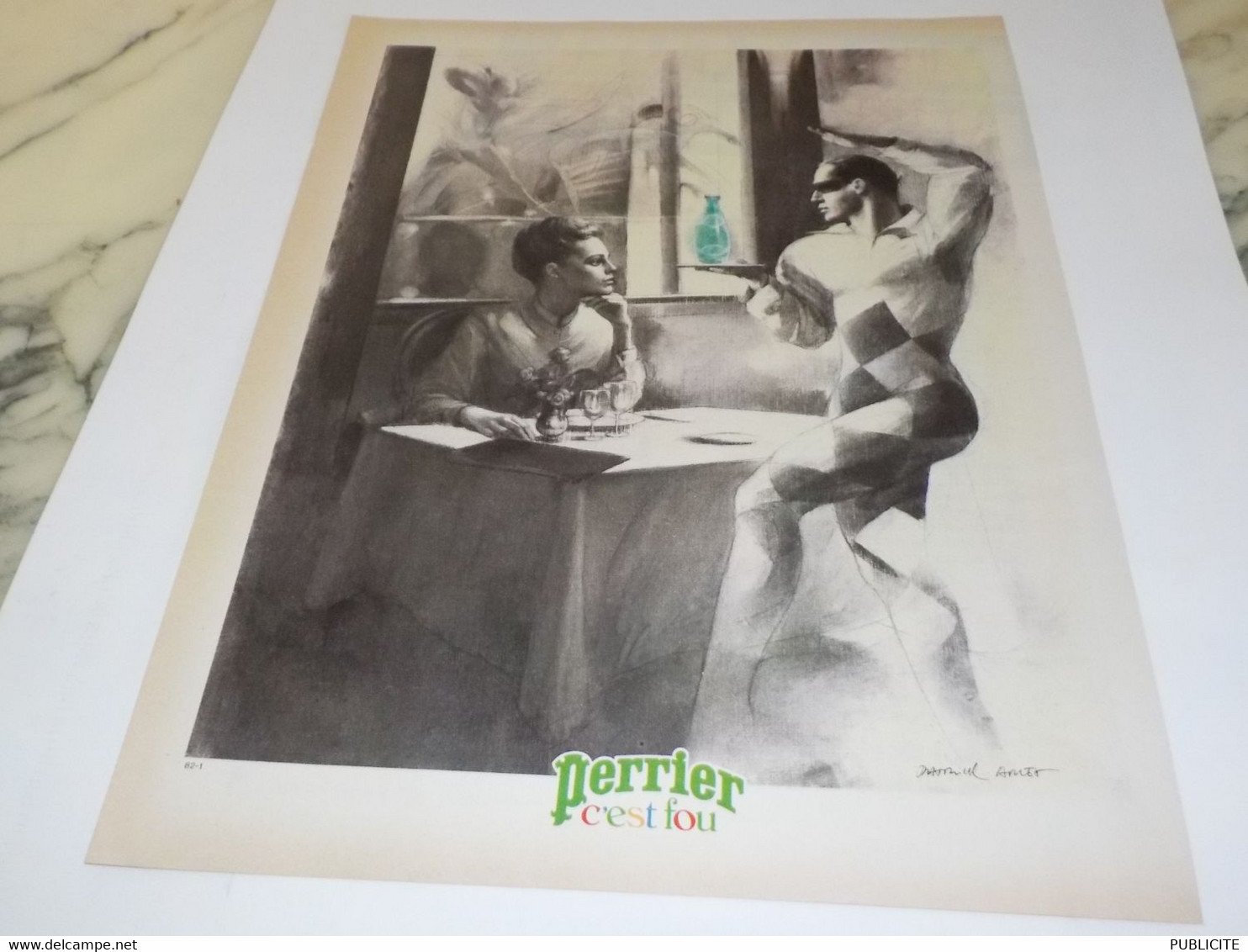 ANCIENNE  PUBLICITE C EST FOU PERRIER 1982 - Alcools