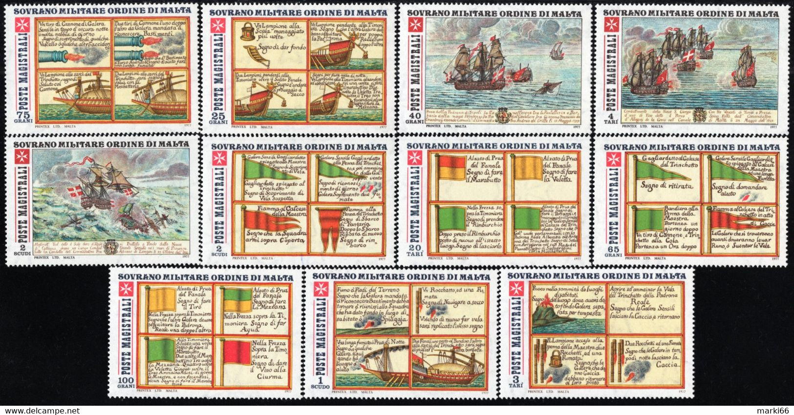 SMOM - Sovereign Military Order Of Malta - 1977 - Ancient Maritime Records Of The Order - Mint Stamp Set - Malta (la Orden De)