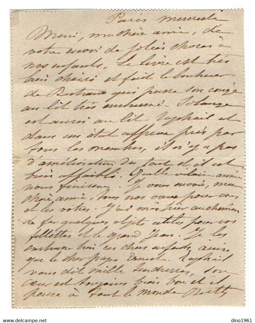 TB 3491 - 1896 - Entier Postal  / Carte - Lettre De Berthe ? à PARIS Pour Mme SENNE - DESJARDINS à ROCHEFORT - Kartenbriefe