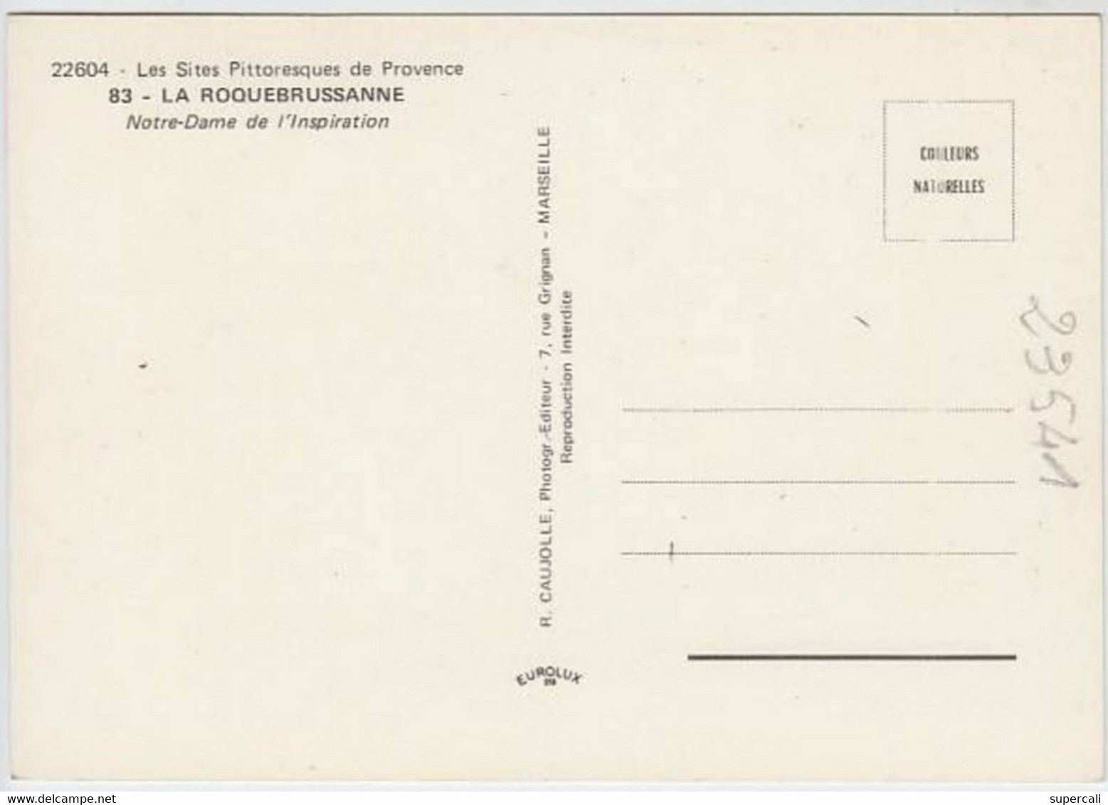 REF23.541  VAR. LA ROQUEBRUSSANNE. NOTRE-DAME-DE-L'INSPIRATI ON - La Roquebrussanne