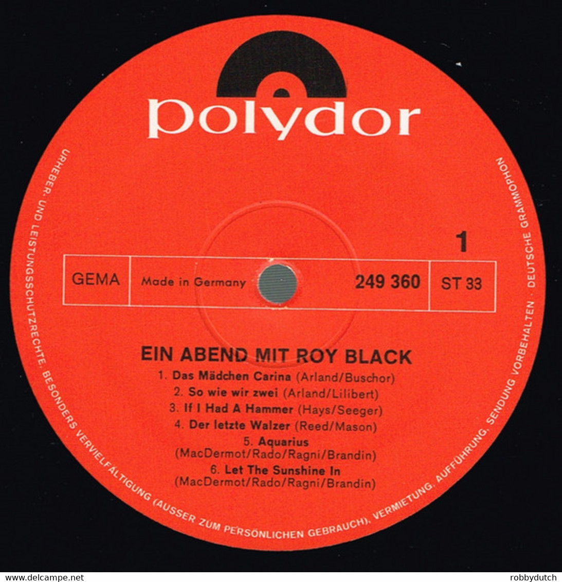 * LP * ROY BLACK - EIN ABEND MIT ROY BLACK  (Germany 1969 EX-!!!) - Autres - Musique Allemande