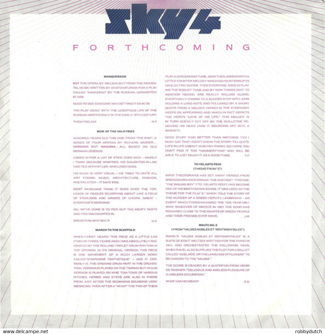 * LP *  SKY 4 - FORTHCOMING (Europe 1982) - Nueva Era (New Age)