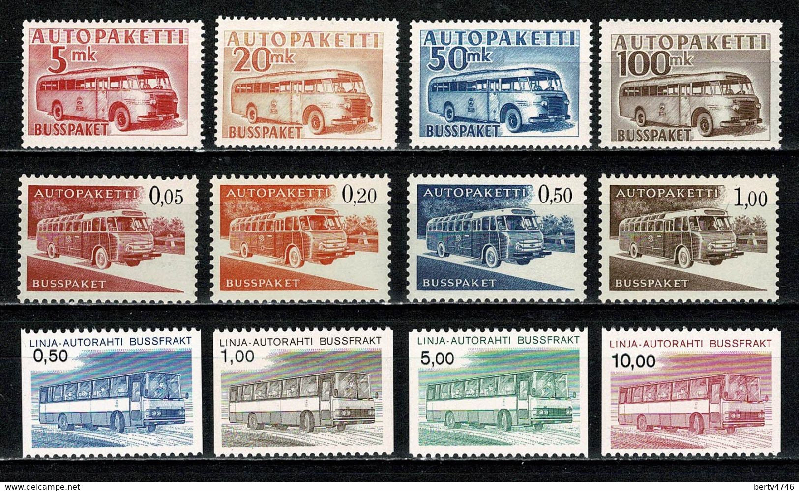 Finland 1952/1981 Collis Par Autobus Yv. / Mi. / Facit  6/9**, 10/13**, 14/17** - MNH - Bus Parcels / Colis Par Autobus / Pakjes Per Postbus