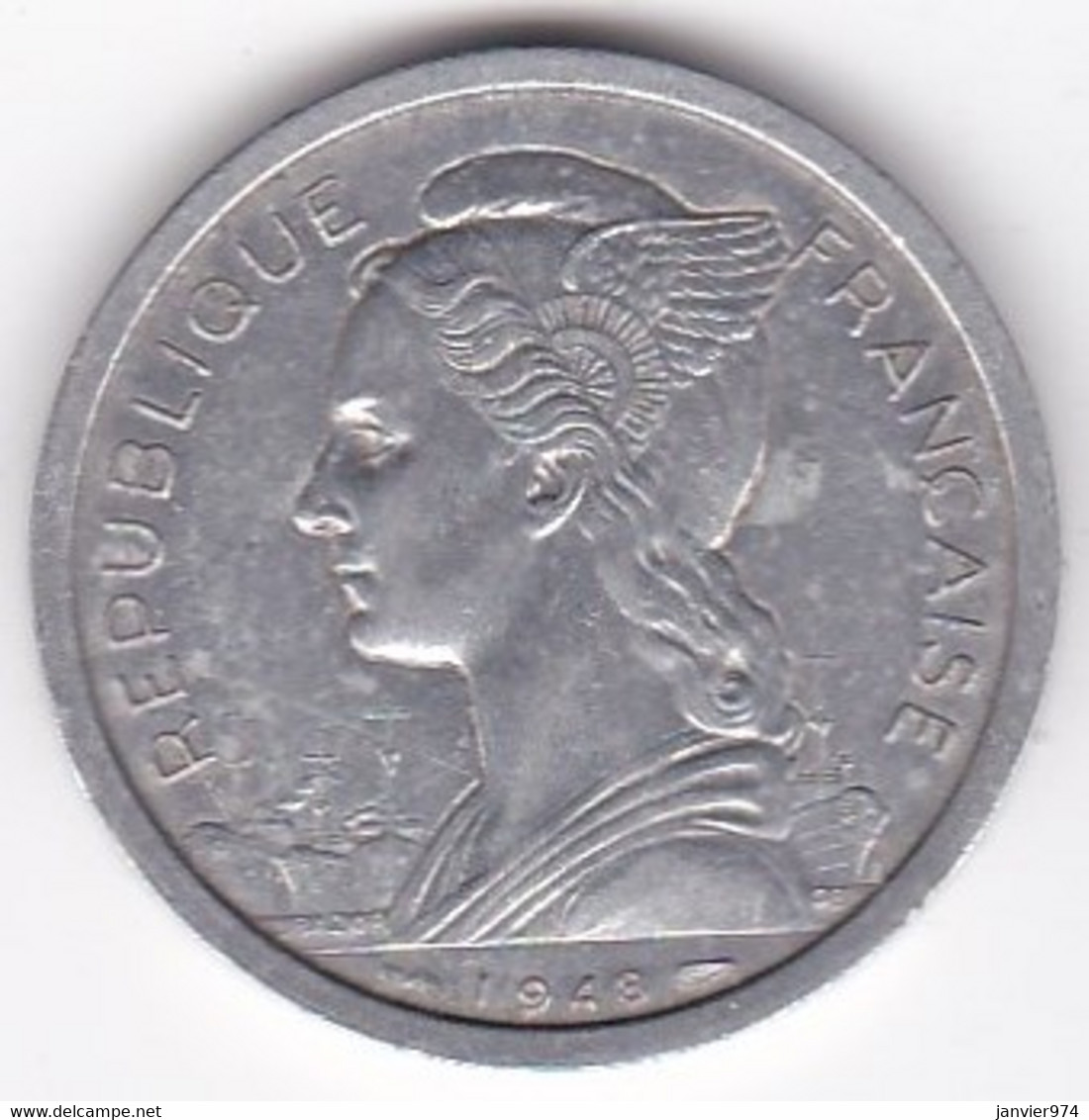 Ile De La Réunion 2 Francs 1948 Aile, En Aluminium , Lec# 62 - Riunione
