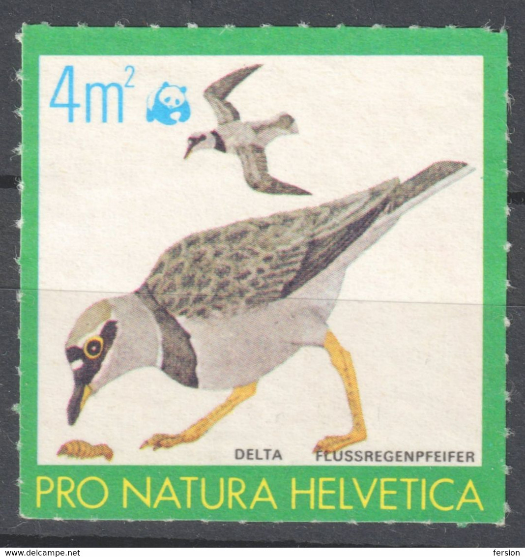 WWF Bird Plover / Switzerland PRO NATURA HELVETICA / Charity LABEL CINDERELLA VIGNETTE - Flussregenpfeifer - Usati