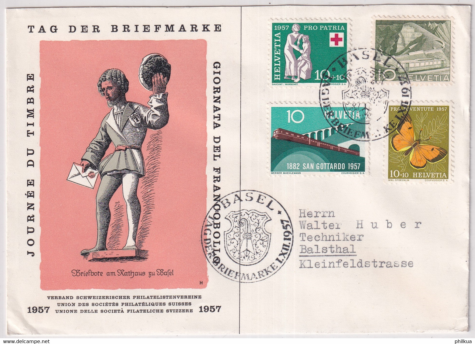 Schweiz - Illustrierter Brief  - 1957 Tag Der Briefmarke / Journée Nationale Du Timbre - BASEL - Journée Du Timbre