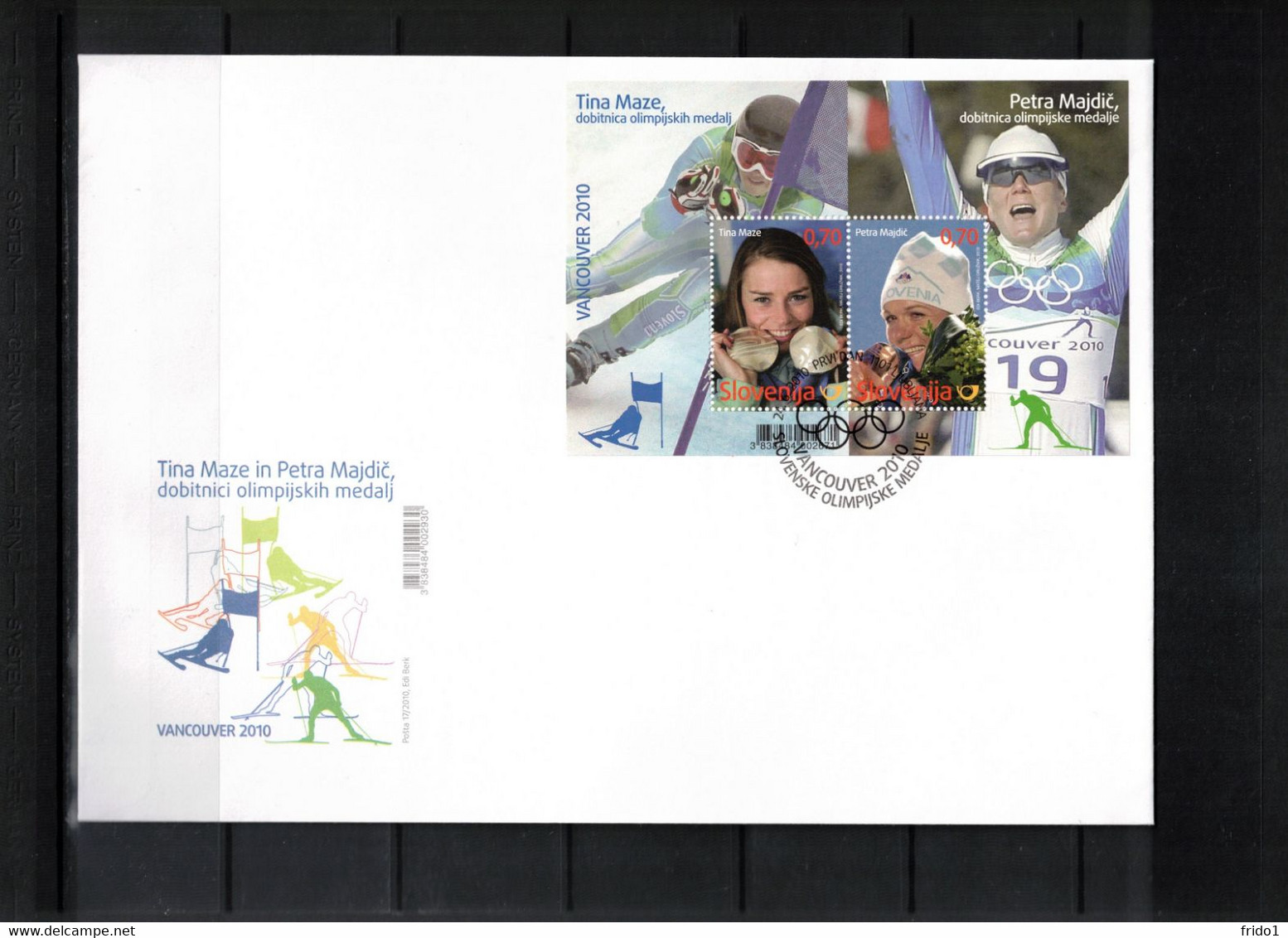 Slowenien / Slovenia 2010 Olympic Games Vancouver - Olympic Medals Block FDC - Winter 2010: Vancouver