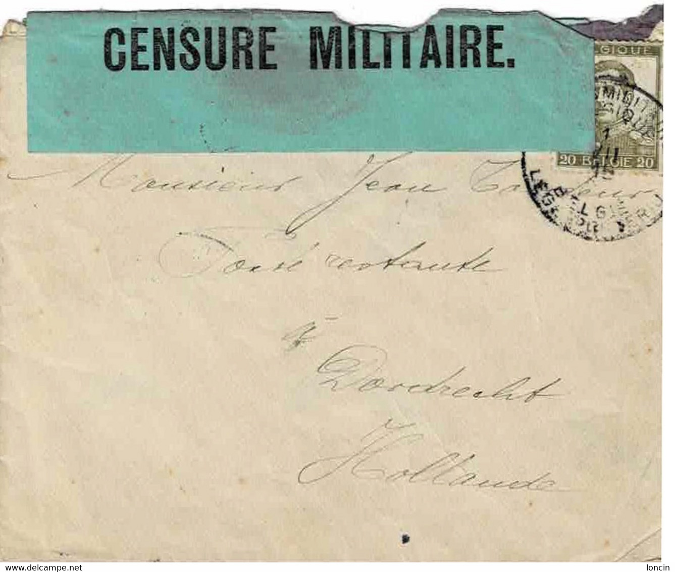 BLP/PMB 1 VIII 15/CENSURE MILITAIRE/naar Jean TORDEUR/DORDRECHT 19 VII 15 - Other & Unclassified