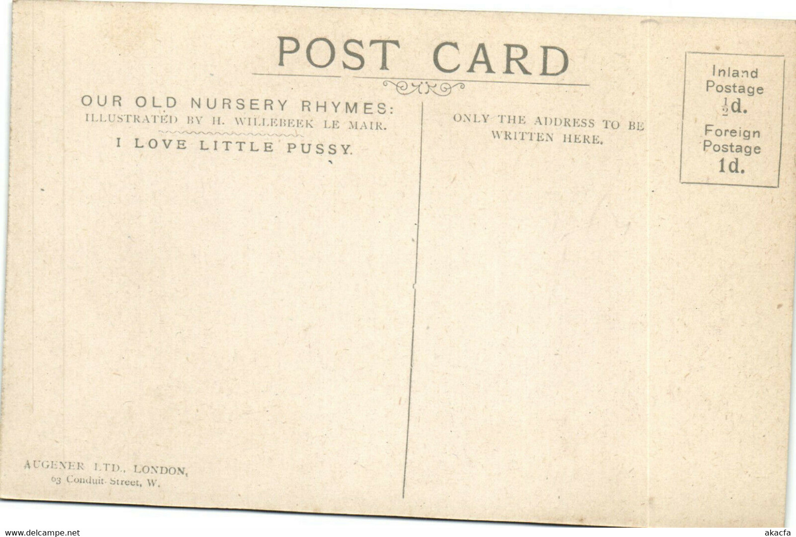 PC WILLEBEEK LE MAIR, ARTIST SIGNED, I LOVE LITTLE, Vintage Postcard (b38797) - Le Mair