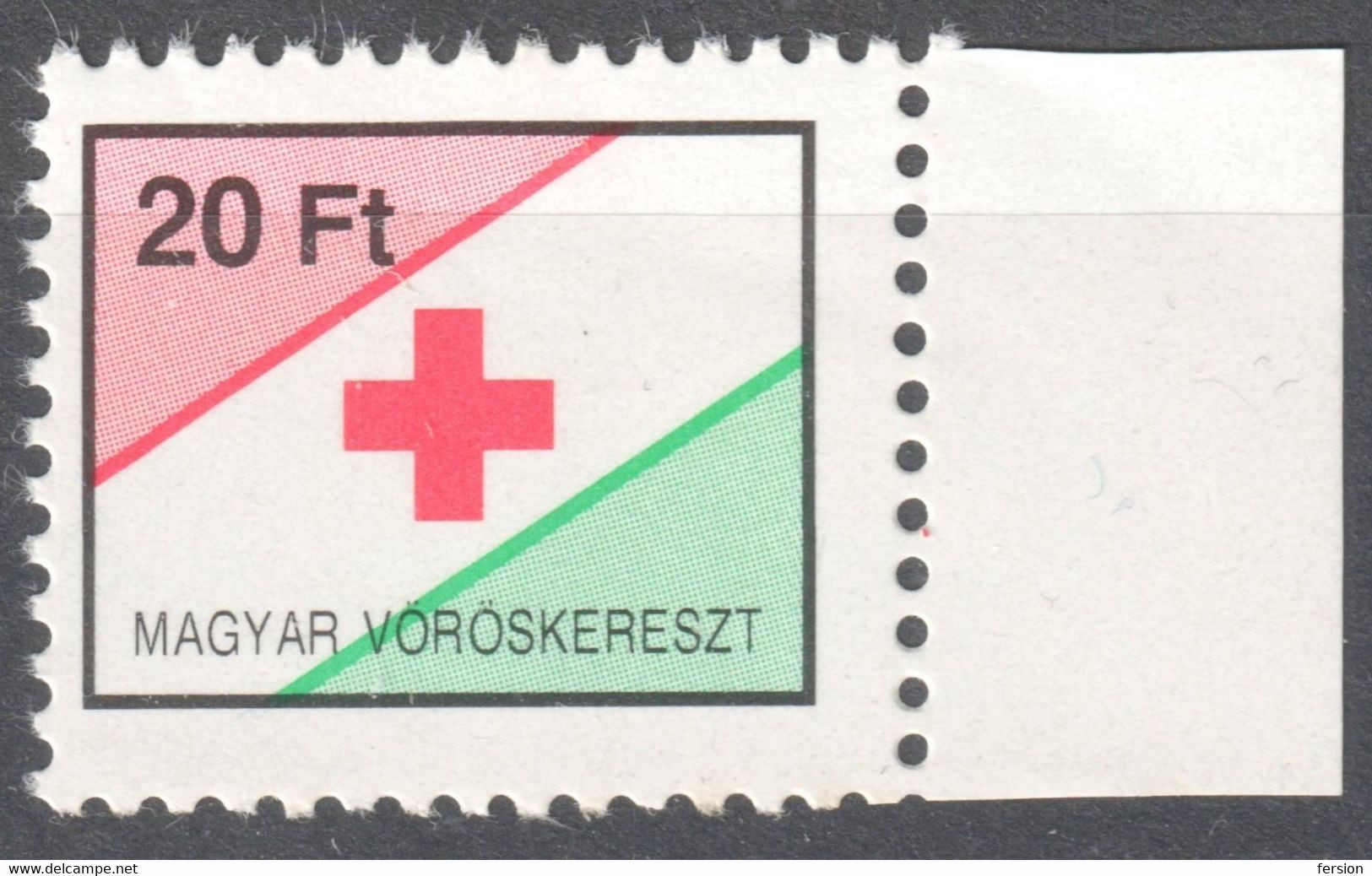Official Red Cross Rotes Kreuz Croix Rouge Member Tax Stamp 20 Ft 1990 Hungary Ungarn Hongrie - Fiscales