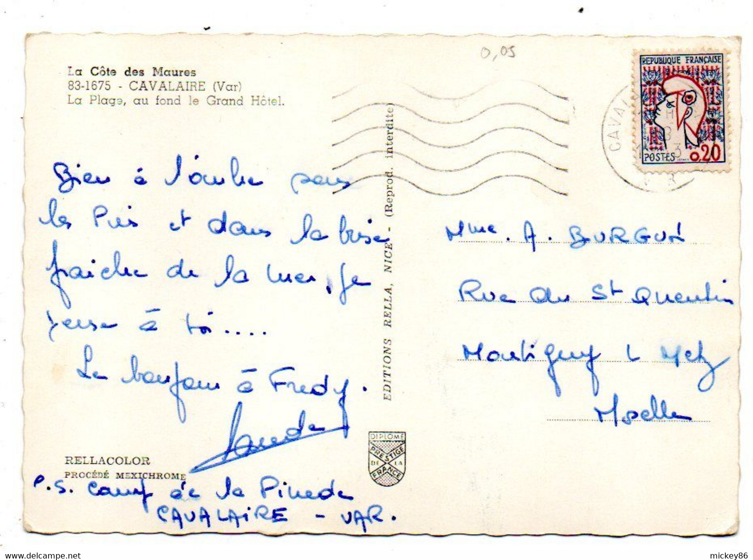 CAVALAIRE -- 1963 -- La Plage, Au Fond Le Grand Hôtel  (bateaux, Petite Animation ).........cachet  .................... - Cavalaire-sur-Mer