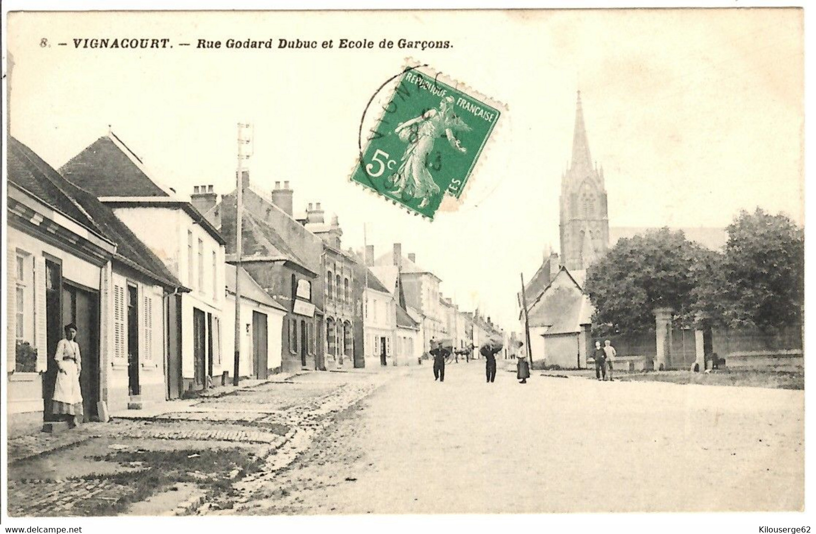 VIGNACOURT - Rue Godard Dubuc Et Ecole De Garçons - Timbré - 1913 - Vignacourt