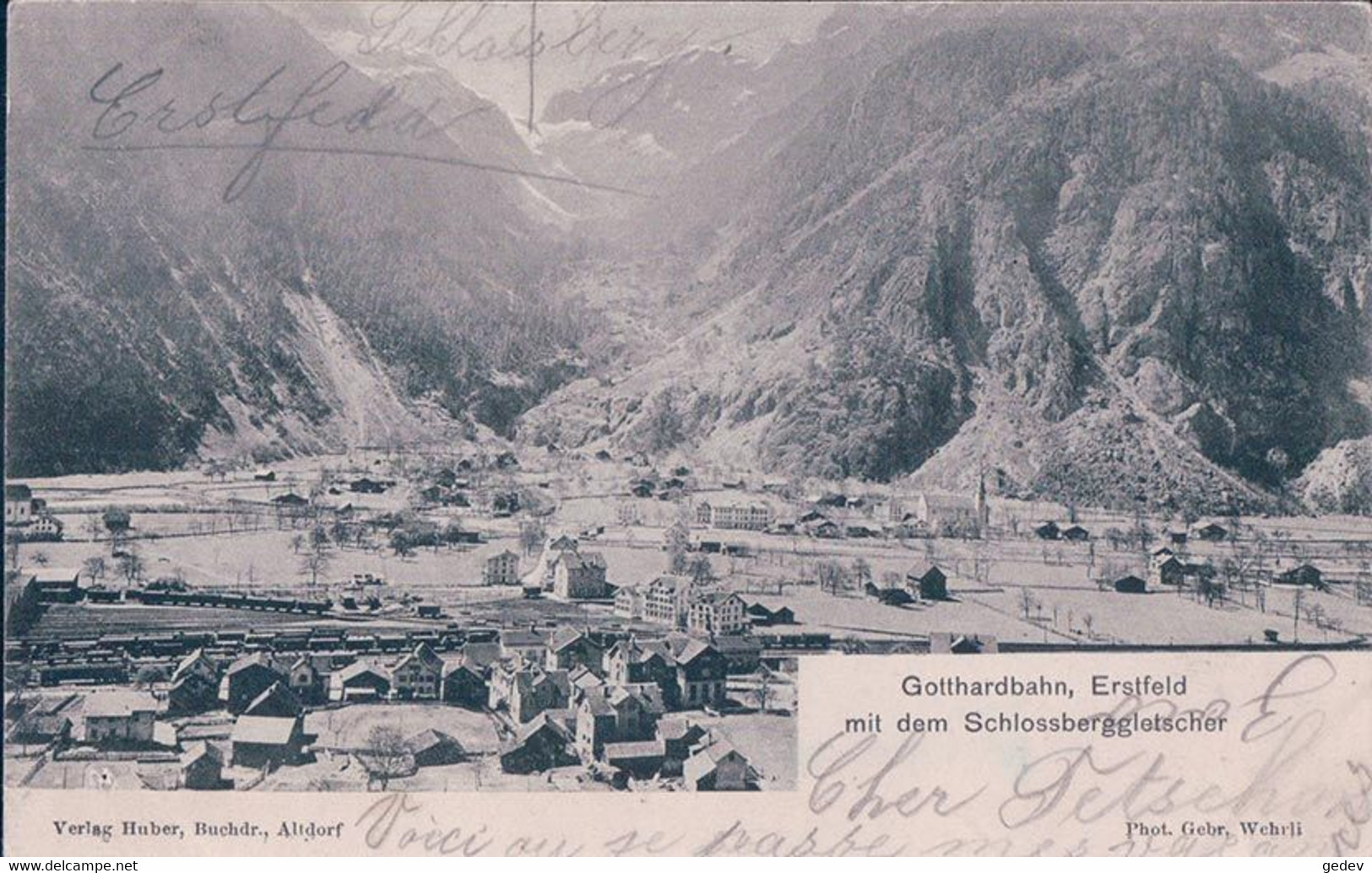 Erstfeld UR, Gotthardbahn, Chemin De Fer Et Gare (6.8.1903) - Erstfeld